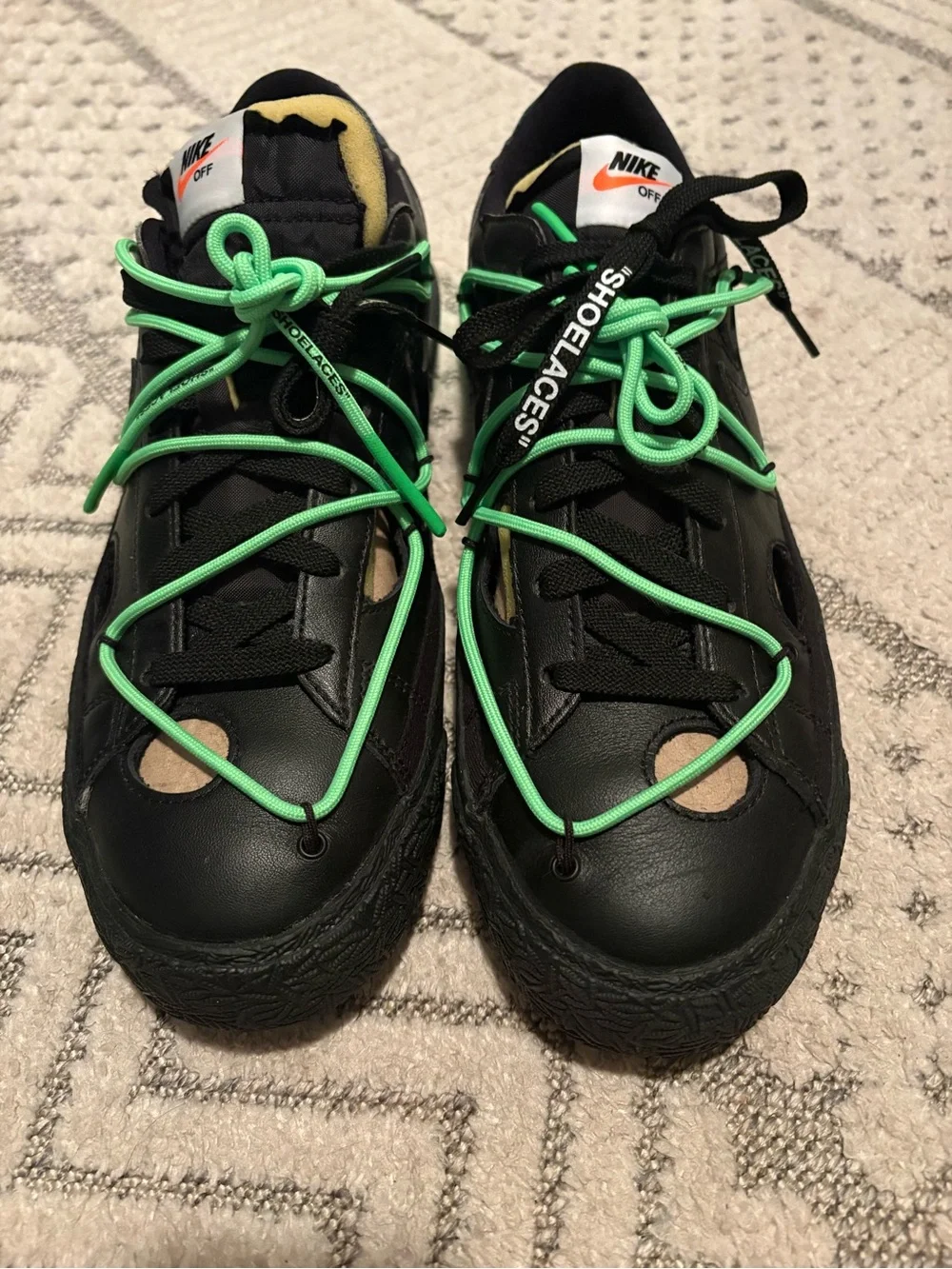 NIKE x Off White Blazer Low x Off-White Black and Electro Green Mens 11.5